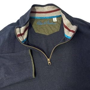ROBERT GRAHAM Mens‎ 1/4 Zip Pullover Size Large Classic Fit Navy Blue
